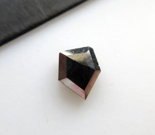 OOAK 0.50CTW/5.9mm Black Shield Shaped Salt And Pepper Rose Cut Diamond Loose Cabochon, Faceted Diamond Rose Cut Cabochon For Ring, DDS586/3