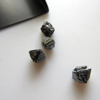 Drilled/Undrilled Black Diamond Raw Diamond Octahedron Crystal, Natural Rough Raw Uncut Diamond Crystal Briolette, 4mm And 5mm, DDS589/4