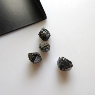Drilled/Undrilled Black Diamond Raw Diamond Octahedron Crystal, Natural Rough Raw Uncut Diamond Crystal Briolette, 4mm And 5mm, DDS589/4