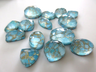 10 Pieces 12mm To 20mm Blue Copper Turquoise Mixed Shaped Doublet Flat Back Faceted Loose Gemstones GDS1232