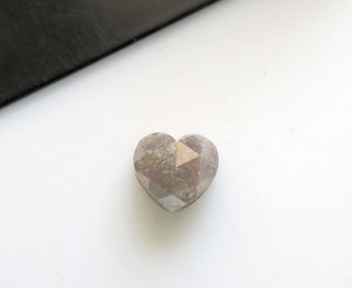 7.4mm/2.00CTW Natural Grey Heart Shaped Rose Cut Diamond Loose, Faceted Loose Diamond Rose Cut Heart For Ring, DDS590/1