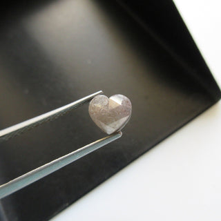 7.4mm/2.00CTW Natural Grey Heart Shaped Rose Cut Diamond Loose, Faceted Loose Diamond Rose Cut Heart For Ring, DDS590/1