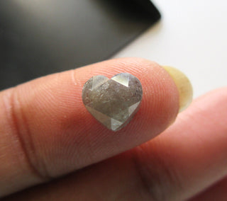 7.4mm/2.00CTW Natural Grey Heart Shaped Rose Cut Diamond Loose, Faceted Loose Diamond Rose Cut Heart For Ring, DDS590/1