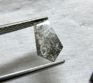 1 Piece Huge 13mm/1.55CTW Fancy Shield Shaped Salt and Pepper Rose Cut Diamond Loose, Diamond Rose Cut Flat Back For Ring Pendant, DDS462/3