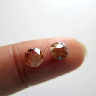2 Pieces Matched Pairs Natural Red Round Rose Cut Diamond Loose, 4.5mm To 5mm Red Diamond Rose Cut For Earrings, DDS595/3