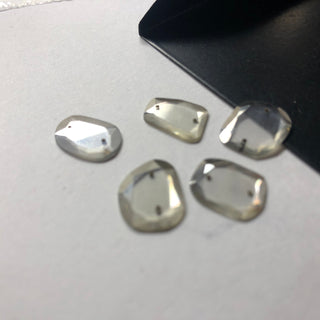 Drilled White Moissanite Flat Back Rose Cut Cabochon, Drilled Rose Cut Moissanite Diamond Slice, Moissanite Rose Cut Slice, MO200