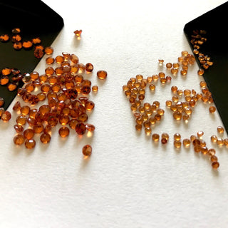 60 Pieces 2mm/3mm Each Hessonite Garnet Faceted Round Shaped Loose Gemstones SKU-RCL19