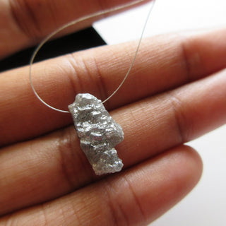 OOAK Huge 16.4mm Grey Rough Drilled Diamond, Natural Side Drilled Smooth Raw Uncut Diamond Bead Diamond Pendant, DDS589/8