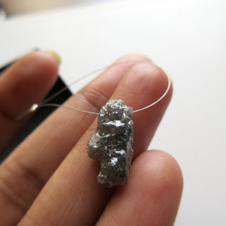 OOAK Huge 16.4mm Grey Rough Drilled Diamond, Natural Side Drilled Smooth Raw Uncut Diamond Bead Diamond Pendant, DDS589/8