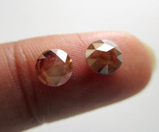 2 Pieces Matched Pairs Natural Red Round Rose Cut Diamond Loose, 4.5mm To 5mm Red Diamond Rose Cut For Earrings, DDS595/3