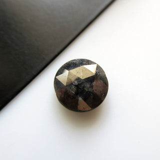 Huge Rare 10mm Natural Grey Black Round Salt and Pepper Rose Cut Diamond Loose Cabochon, Faceted Black Rose Cut Loose Diamond, DDS595/5