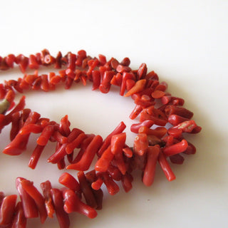 Large Natural Coral Branch Beads, Red Italian Coral Branch, Top drilled Original Italian Coral Sticks, 6mm To 25mm/10 Inches Approx, GDS1245