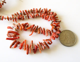 Natural Coral Beads, Red Italian Coral Branch, Top drilled Original Italian Coral Sticks, Coral Horn, 5mm To 15mm/14 Inches Approx, GDS1248