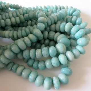 Natural Amazonite Smooth Rondelle Beads,  7mm To 16mm Amazonite Rondelle Beads Loose 18" Strand, Amazonite Jewelry, GDS1259