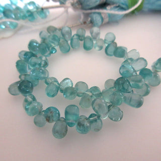 Natural Blue Apatite Smooth Tear Drop Briolette Beads Loose, Natural Apatite Drops, 6mm, 7 Inches, Apatite Gemstone, GDS1262