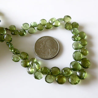 Green Apatite Beads, Natural Green Apatite Smooth Heart Briolettes, Wholesale Apatite Stone, 7mm To 9mm Each, 8 Inch/4 Inch Strand, GDS1263