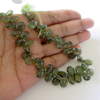 Green Apatite Pear Beads, Natural Green Apatite Smooth Pear Briolettes, Wholesale Apatite, 7mm To 8mm Each, 8 Inch Strand, GDS1266