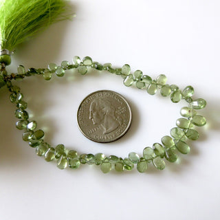 Green Apatite Smooth Pear Beads, 5mm To 6mm Natural Green Apatite Pear Briolettes, Wholesale Apatite, 8 Inch Strand, GDS1267