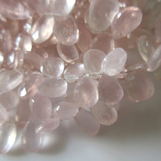 Natural Rose Quartz Pear Beads, Faceted Rose Quartz Pear Briolette Beads, 7mm To 12mm Rose Quartz Beads, 9 Inch/4.5 Inch Strand, GDS1270