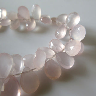 Natural Rose Quartz Pear Beads, Faceted Rose Quartz Pear Briolette Beads, 13mm To 14mm Rose Quartz Beads, 9 Inch/4.5 Inch Strand, GDS1271