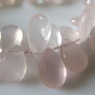 Natural Rose Quartz Pear Beads, Faceted Rose Quartz Pear Briolette Beads, 13mm To 14mm Rose Quartz Beads, 9 Inch/4.5 Inch Strand, GDS1271