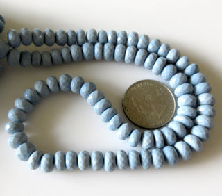 Blue Opal Rondelle Beads, Natural Blue Opal Beads, Peruvian Opal Beads, 7mm Blue Opal Faceted Rondelle Beads, 16 Inch/8 Inch Strand, GDS1273