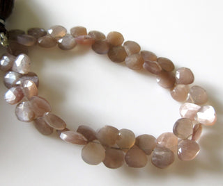 Peach Brown Moonstone Heart Briolettes, Natural Moonstone Beads, Faceted Moonstone Gemstone Beads loose, 9mm Beads, 8 Inch/4 Inch, GDS1276