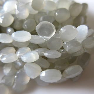 Natural Grey White Moonstone Heart Shaped Beads, Faceted Moonstone Heart Briolette Beads Loose, 7mm/6mm Moonstone Beads, 7 Inches, GDS1278