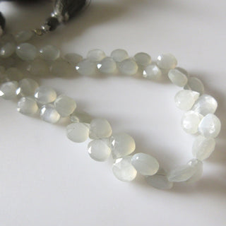 Natural Grey White Moonstone Heart Shaped Beads, Faceted Moonstone Heart Briolette Beads Loose, 7mm/6mm Moonstone Beads, 7 Inches, GDS1278