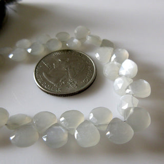 Natural Grey White Moonstone Heart Shaped Beads, Faceted Moonstone Heart Briolette Beads Loose, 7mm/6mm Moonstone Beads, 7 Inches, GDS1278