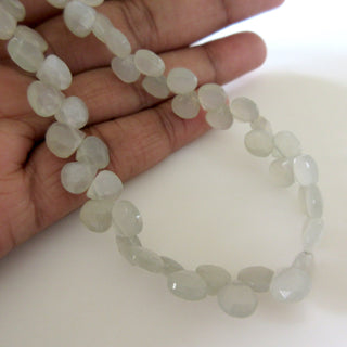 Natural Grey White Moonstone Heart Shaped Beads, Faceted Moonstone Heart Briolette Beads Loose, 7mm/6mm Moonstone Beads, 7 Inches, GDS1278