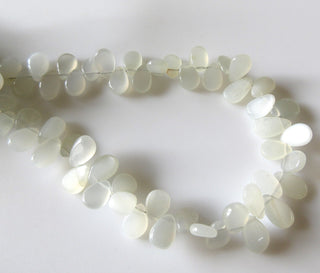 Natural Grey White Moonstone Pear Shaped Beads, Moonstone Smooth Pear Briolette Beads Loose, 7mm/8mm/8-10mm Beads,  9Inches, GDS1279