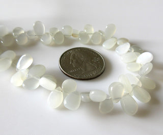 Natural Grey White Moonstone Pear Shaped Beads, Moonstone Smooth Pear Briolette Beads Loose, 7mm/8mm/8-10mm Beads,  9Inches, GDS1279