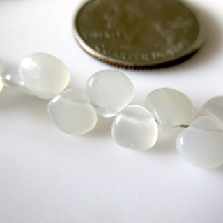 Natural White Grey Moonstone Heart Shaped Beads, Smooth Moonstone Heart Briolette Beads Loose, 6mm Moonstone Beads, 9 Inches, GDS1280