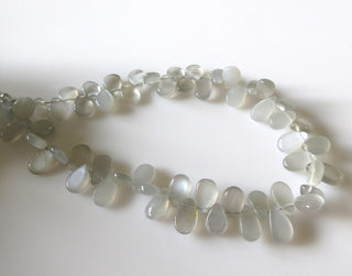 Natural Grey Moonstone Pear Shaped Beads, Moonstone Smooth Pear Briolette Beads Loose, 7-10mm/8-10mm Beads,  9 Inches, GDS1283