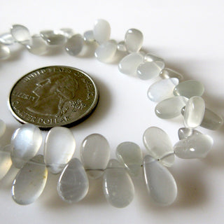 Natural Grey Moonstone Pear Shaped Beads, Moonstone Smooth Pear Briolette Beads Loose, 7-10mm/8-10mm Beads,  9 Inches, GDS1283