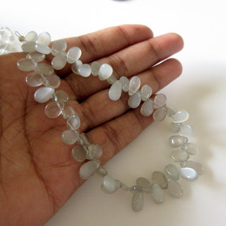 Natural Grey Moonstone Pear Shaped Beads, Moonstone Smooth Pear Briolette Beads Loose, 7-10mm/8-10mm Beads,  9 Inches, GDS1283