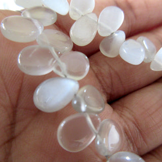 Natural Grey Moonstone Pear Shaped Beads, Moonstone Smooth Pear Briolette Beads Loose, 7-10mm/8-10mm Beads,  9 Inches, GDS1283