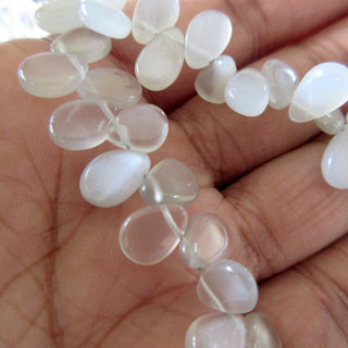 Natural Grey Moonstone Pear Shaped Beads, Moonstone Smooth Pear Briolette Beads Loose, 7-10mm/8-10mm Beads,  9 Inches, GDS1283