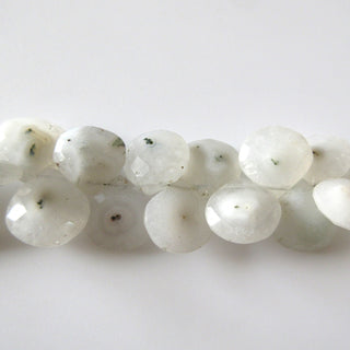 Natural Solar Quartz Beads, White Solar Quartz Heart Shaped Briolettes, Faceted Solar Quartz 11mm To 16mm Beads, 7 Inches/3.5 Inch, GDS1284