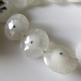 Natural Solar Quartz Beads, White Solar Quartz Faceted Coin Beads, Faceted Solar Quartz 17mm Beads, 7 Inch, Solar Quartz Jewelry, GDS1285