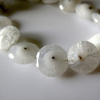 Natural Solar Quartz Beads, White Solar Quartz Faceted Coin Beads, Faceted Solar Quartz 17mm Beads, 7 Inch, Solar Quartz Jewelry, GDS1285