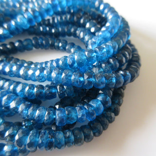 Natural Neon Blue Apatite Rondelle Beads, Blue Apatite Faceted Rondelles, 5-6mm/5-8mm Apatite Beads, Apatite Stone, 16 Inch Strand, GDS1286