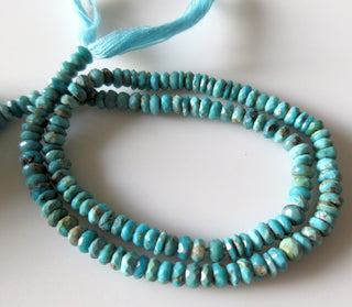 Faceted Arizona Turquoise Beads, Natural Sleeping Beauty Turquoise Rondelle Beads, 4.5mm/3.5mm Turquoise Beads, 13 Inch Strand, GDS1290