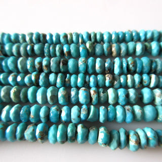 Faceted Arizona Turquoise Beads, Natural Sleeping Beauty Turquoise Rondelle Beads, 4.5mm/3.5mm Turquoise Beads, 13 Inch Strand, GDS1290