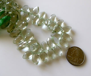 Natural Green Amethyst Marquise Shape Briolettes, Faceted Green Amethyst MArquise Beads, 17mm MArquise Amethyst Beads, 8"/4" Strand, GDS1294