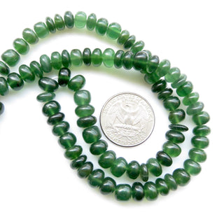 Natural Green Serpentine Rondelle Beads, Serpentine Smooth Rondelle Beads, 8mm/9-10mm Loose Serpentine Beads, 16"/8" Strand, GDS1297