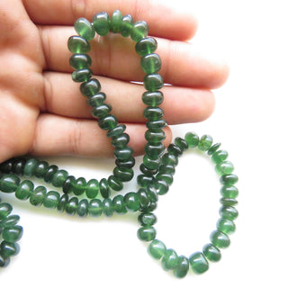 Natural Green Serpentine Rondelle Beads, Serpentine Smooth Rondelle Beads, 8mm/9-10mm Loose Serpentine Beads, 16"/8" Strand, GDS1297