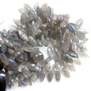 Labradorite Marquise Beads, Faceted LAbradorite MArquise Briolette Beads, Black Moonstone Marquise Beads, 10mm/14-16mm, 9"/4.5", GDS1300