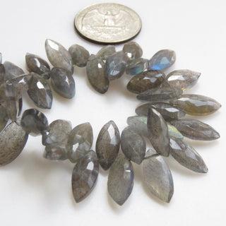 Labradorite Marquise Beads, Faceted LAbradorite MArquise Briolette Beads, Black Moonstone Marquise Beads, 10mm/14-16mm, 9"/4.5", GDS1300